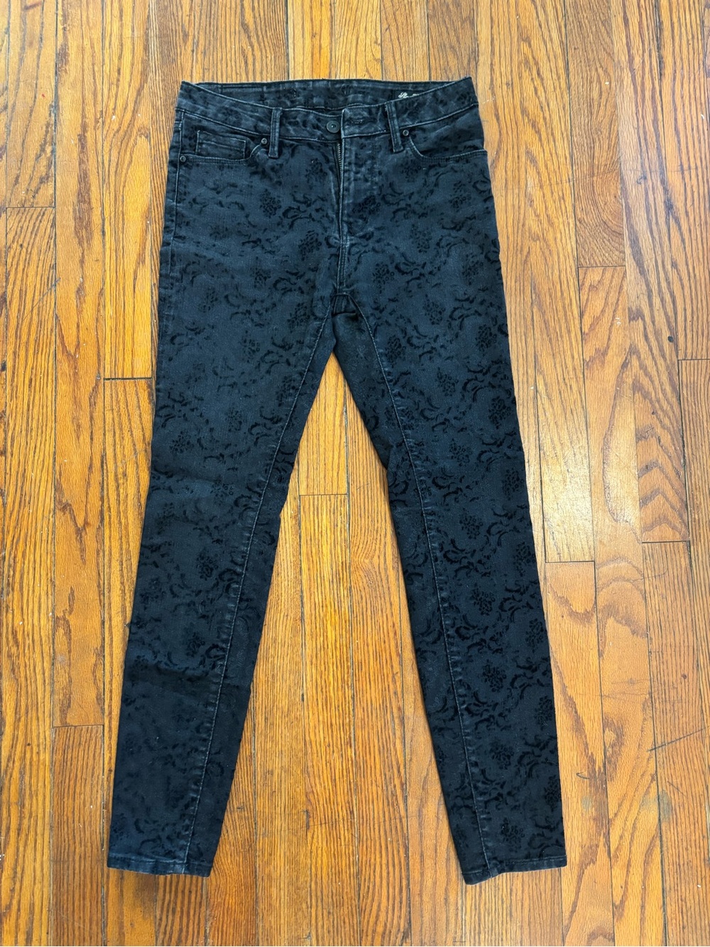 Zara Black Slim Floral-Embossed Skinny Jeans - Women